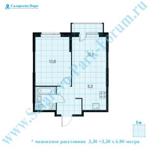 ЖК Саларьево Парк: планировка двухкомнатной квартиры с размерами